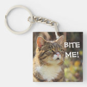 Funny Sassy Cat met Attitude Bite me Sleutelhanger (Voorkant)