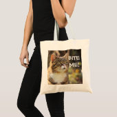 Funny Sassy Cat met Attitude Bite me Tote Bag (Voorkant (product))