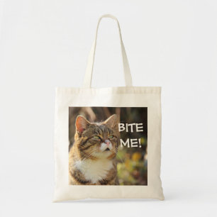 Funny Sassy Cat met Attitude Bite me Tote Bag