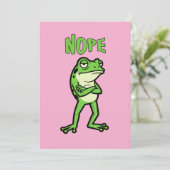 Funny Sassy Frog Nope, Grumpy Toads Cartoon Illus Kaart (Staand voorkant)