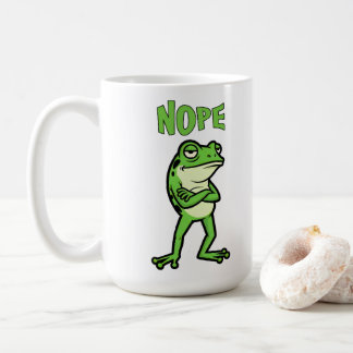 Funny Sassy Frog Nope, Grumpy Toads Cartoon Illus Koffiemok