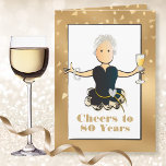 Funny Sassy Glitter 80th Birthday Kaart voor haar<br><div class="desc">Viel die speciale 80ste verjaardag van iemand (of van welke leeftijd dan ook) met een champagne toast! Deze klas,  sassy en elegante kaart zal haar gezicht glimlachen. Het binnenste bericht laat haar weten dat je haar "veel meer" wilt wensen</div>