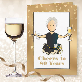 Funny Sassy Glitter 80th Birthday Kaart voor haar