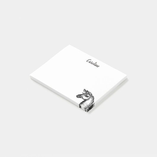 Funny Sassy No Drama Llama Drawing Black and White Post-it® Notes (Schuin)