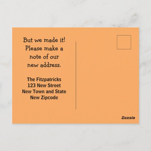Funny Sassy Sarcasm Oranje Moving Announge Briefkaart (Achterkant)