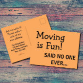 Funny Sassy Sarcasm Oranje Moving Announge Briefkaart