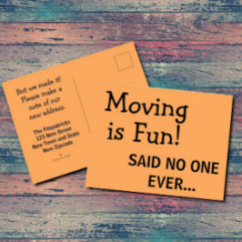Funny Sassy Sarcasm Oranje Moving Announge Briefkaart