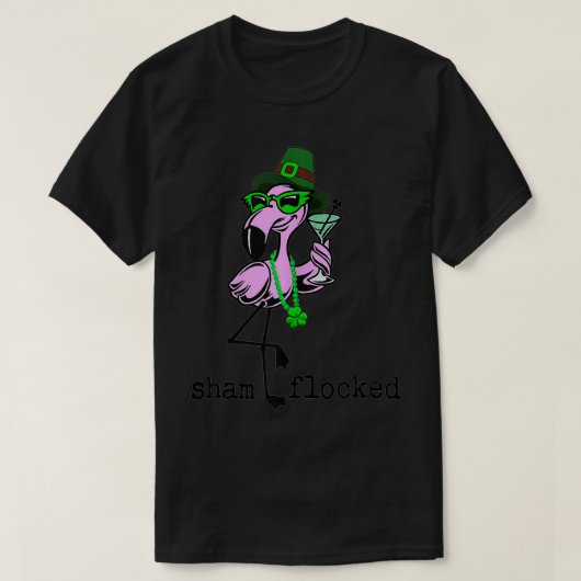 Funny Sassy Sham Flocked St Patrick's Day Flamingo T-shirt (Design voorkant)