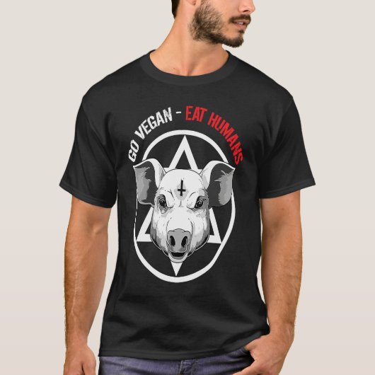 Funny Satan Pig Vegan Animal Lover T-shirt (Voorkant)