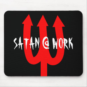 Funny satanic mouse pad met rode duivels vork muismat