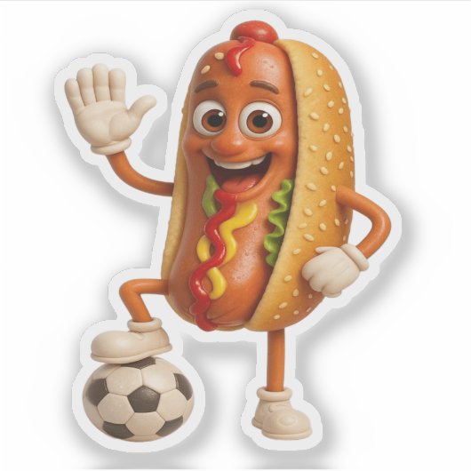 Funny Sausage Sandwich Cartoon Sticker (Voorkant)