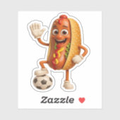 Funny Sausage Sandwich Cartoon Sticker (Vel)