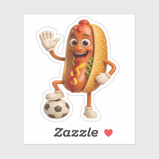 Funny Sausage Sandwich Cartoon Sticker (Vel)