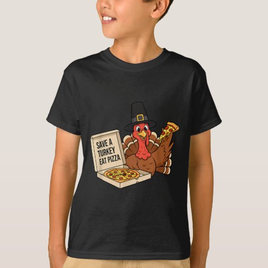 Funny Save A Turkey Eat A Zza Thanksgiving Zza Lov T-shirt (Voorkant)