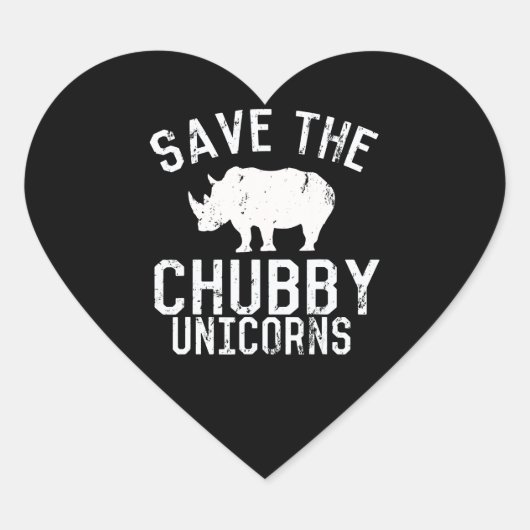 Funny Save Chubby Unicorns Fat Rhino Hart Sticker (Voorkant)