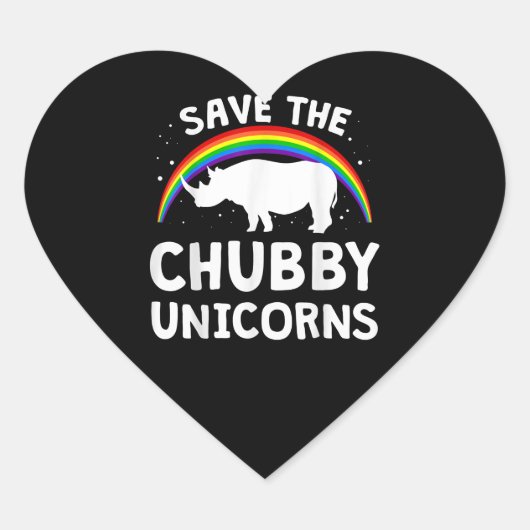 Funny Save Chubby Unicorns Rhino Lover Gift Hart Sticker (Voorkant)