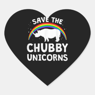 Funny Save Chubby Unicorns Rhino Lover Gift Hart Sticker