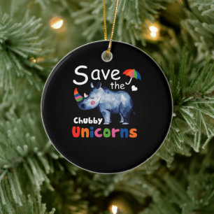 Funny Save the Chubby Unicorns Fat Rhino Keramisch Ornament