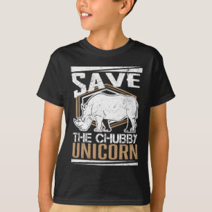 Funny Save the Chubby Unicorns Fat Rhino  T-shirt