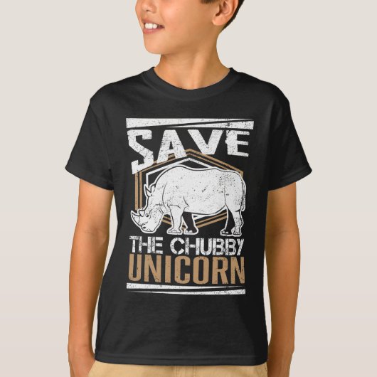 Funny Save the Chubby Unicorns Fat Rhino  T-shirt (Voorkant)
