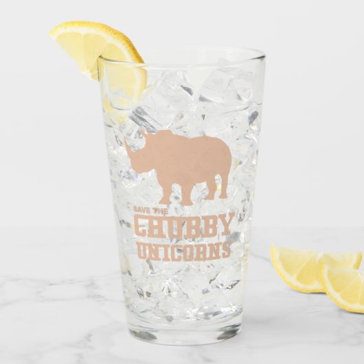 Funny Save the Chubby Unicorns Rhino Pink Glas (Voorkant ijs)