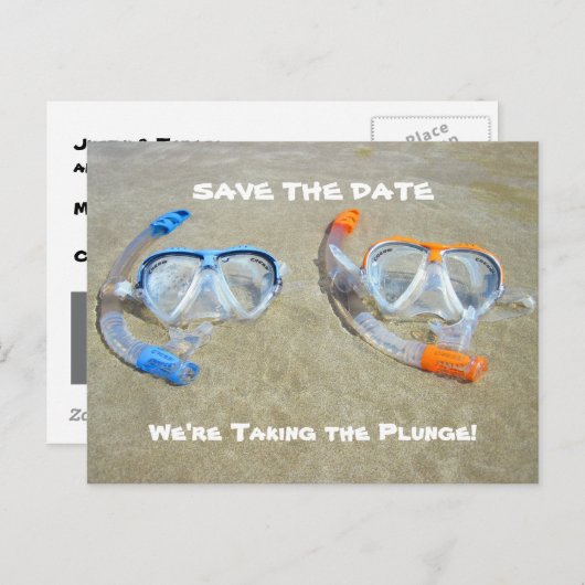 Funny Save the Date Card Beach Wedding Aankondigingskaart (Voorkant / Achterkant)