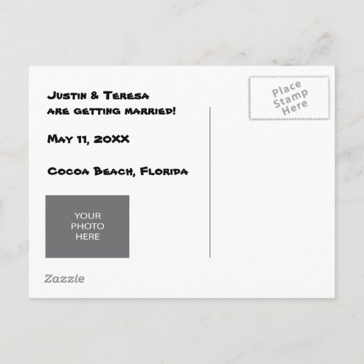 Funny Save the Date Card Beach Wedding Aankondigingskaart (Achterkant)