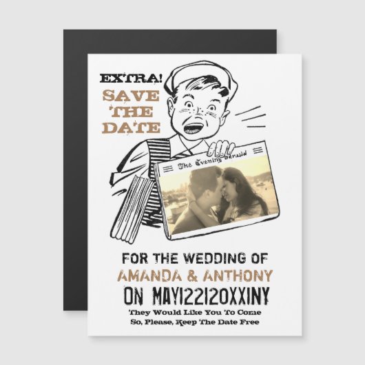 Funny save the date custom foto magnet (Voorkant / Achterkant)