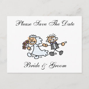 Funny Save the Date Happy Bride Groom Wedding Aankondigingskaart