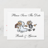 Funny Save the Date Happy Bride Groom Wedding Aankondigingskaart (Voorkant / Achterkant)