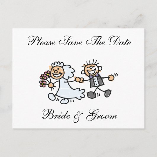 Funny Save the Date Happy Bride Groom Wedding Aankondigingskaart (Voorkant)