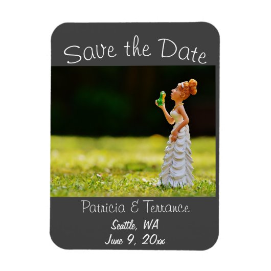 Funny Save the Date Princess Frog Magneet (Verticaal)