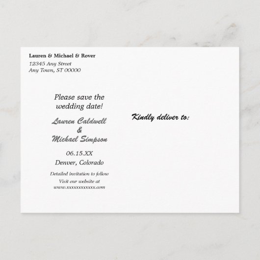 Funny Save the Wedding Date met Dog Briefkaart (Achterkant)