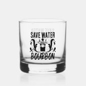 Funny save water drink bourbon woord art whisky glas (Voorkant)