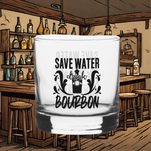 Funny save water drink bourbon woord art whisky glas