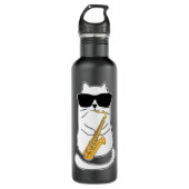 Funny Saxophone Cat Musician Jazz Music Lover Long Waterfles (Voorkant)