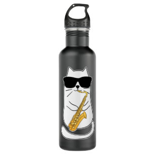 Funny Saxophone Cat Musician Jazz Music Lover Long Waterfles