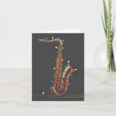 Funny Saxophone Christmas Graphics Lights Lover Pl Kaart (Voorkant)