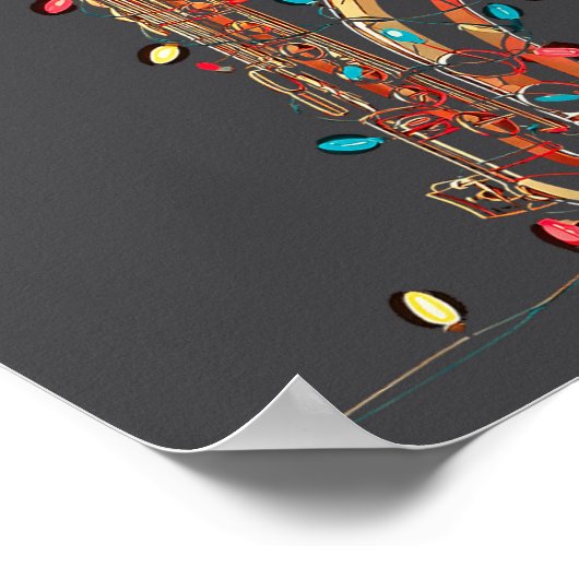 Funny Saxophone Christmas Graphics Lights Lover Pl Poster (Hoek)