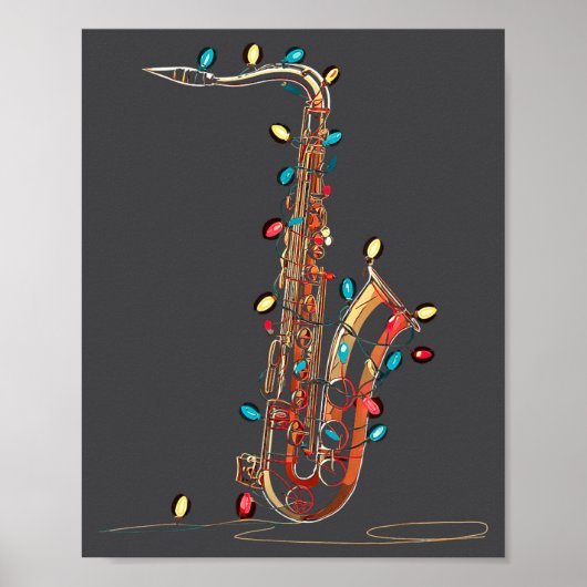 Funny Saxophone Christmas Graphics Lights Lover Pl Poster (Voorkant)