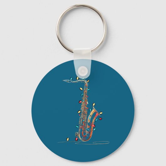 Funny Saxophone Christmas Graphics Lights Lover Pl Sleutelhanger (Voorkant)