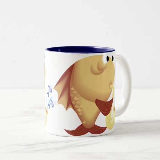 Funny Saxophone die vis Mok speelt (Voorkant rechts)