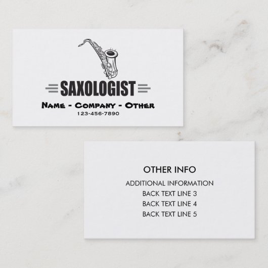 Funny Saxophone Lover Visitekaartje (Voorkant / Achterkant)