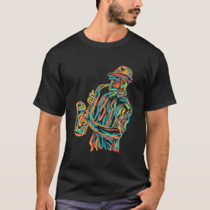 Funny Saxophone Musician Jazz Music Colorful 90S R T-shirt