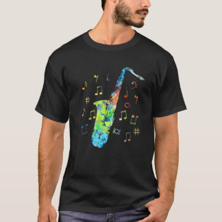 Funny Saxophone Musician Jazz Music Lover Colorful T-shirt