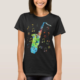 Funny Saxophone Musician Jazz Music Lover Colorful T-shirt