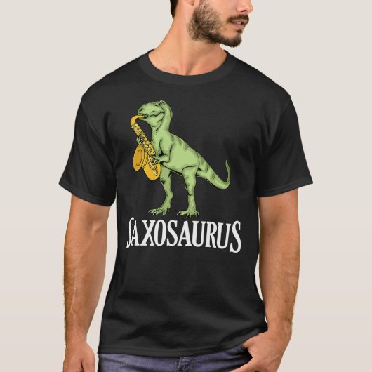 Funny Saxophone Player Dinosaur Kids Saxosaurus T-shirt (Voorkant)