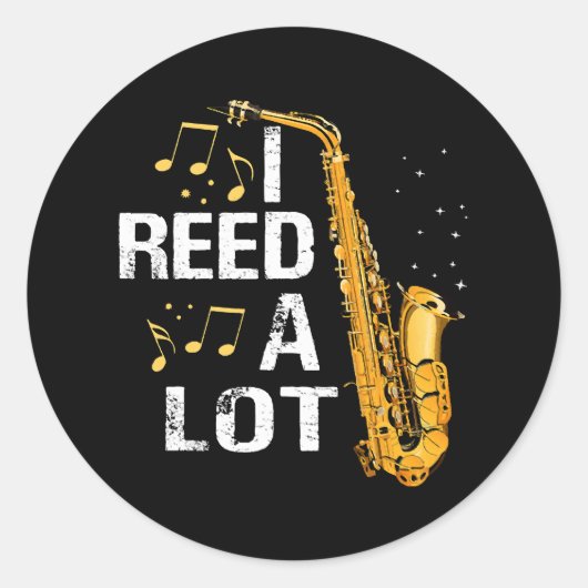 Funny Saxophone Ronde Sticker (Voorkant)