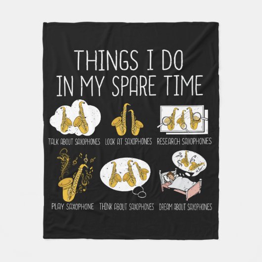 Funny Saxophone Speler Gift Mannen Jazz Muziek Fleece Deken (Voorkant)