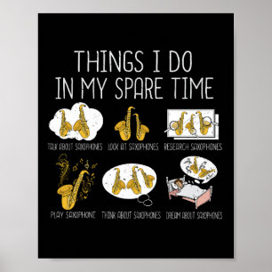 Funny Saxophone Speler Gift Mannen Jazz Muziek Poster